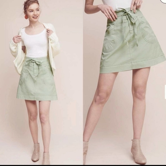 Anthologie Pilcro And The Letterpress Chino Pinkish Belted Skirt Size… - Picture 2 of 8